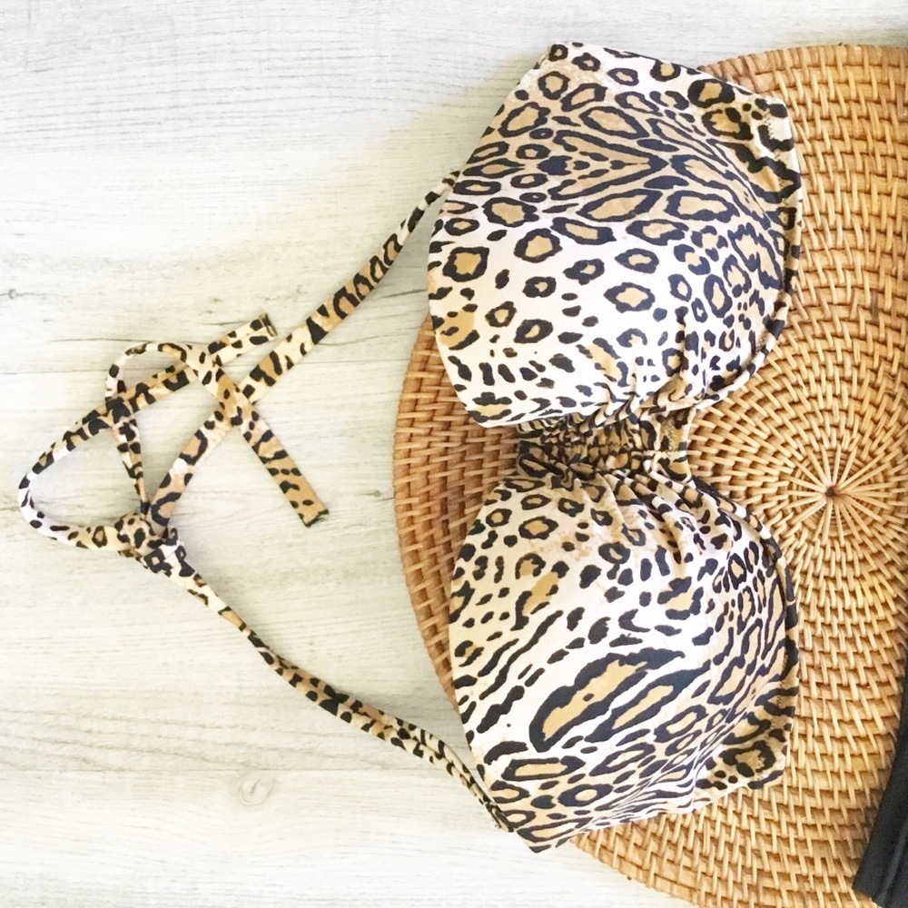 Victoria Secret Animal Print Bikini Leopard Print Size M With Padded Top 36 DD - Picture 3 of 3